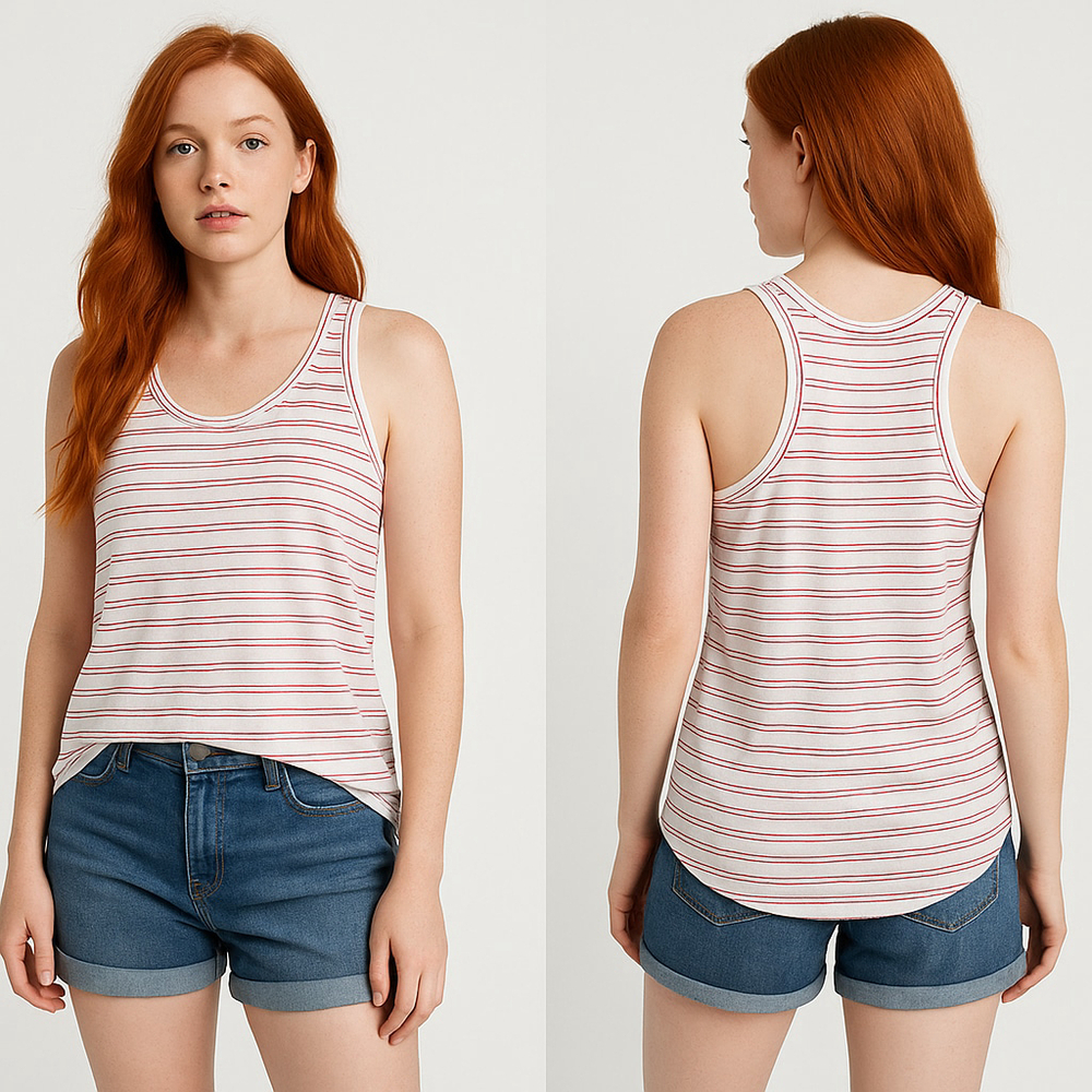 Ann Taylor LOFT White Red Striped Tank Top Women's M